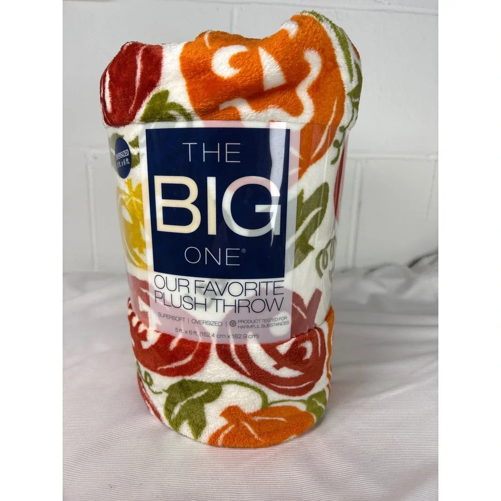 The Big One Plush Throw Blanket Halloween Jack O Lantern Pumpkin Oversized 60x72